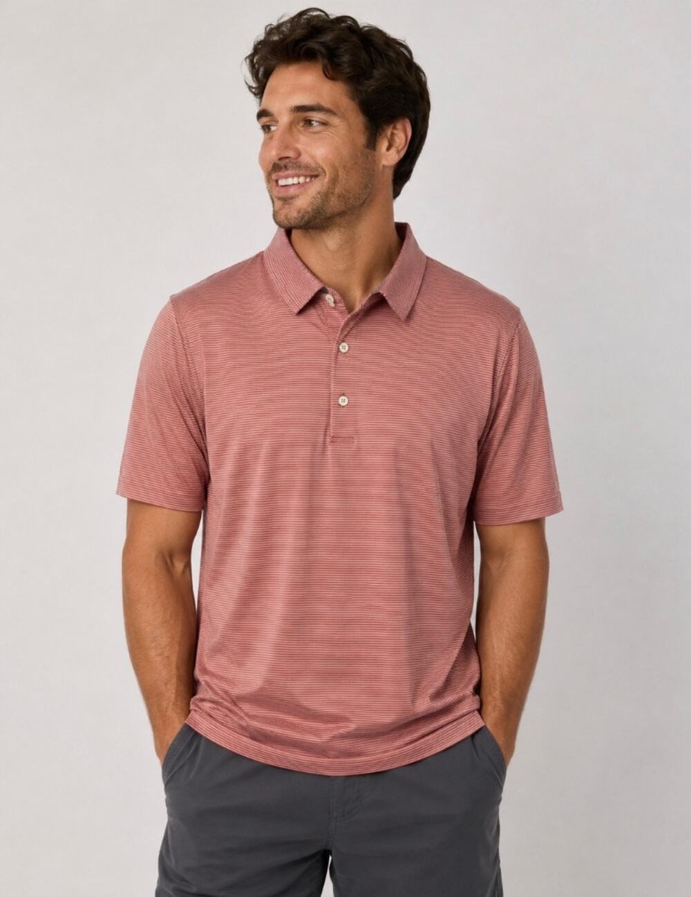 C22 Bobby Jones Men's Pink Striped Polo, XL, Pre-owned